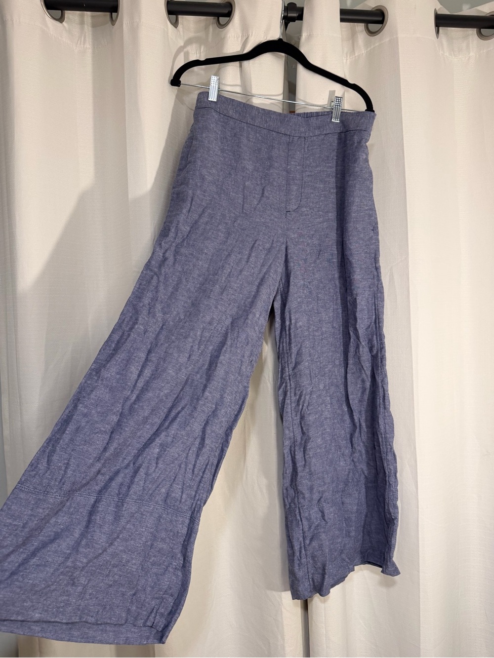 Banana Republic Wide-Leg Linen-Blend Pants in Heather Blue